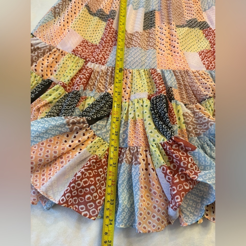 Cinq a Sept Rika Patchwork Tiered Dress with Billow Sleeves, sz 2 - Picture 9 of 13